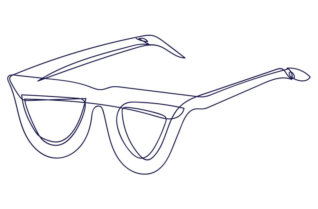 Line-art tyylinen kuva silmälaseista